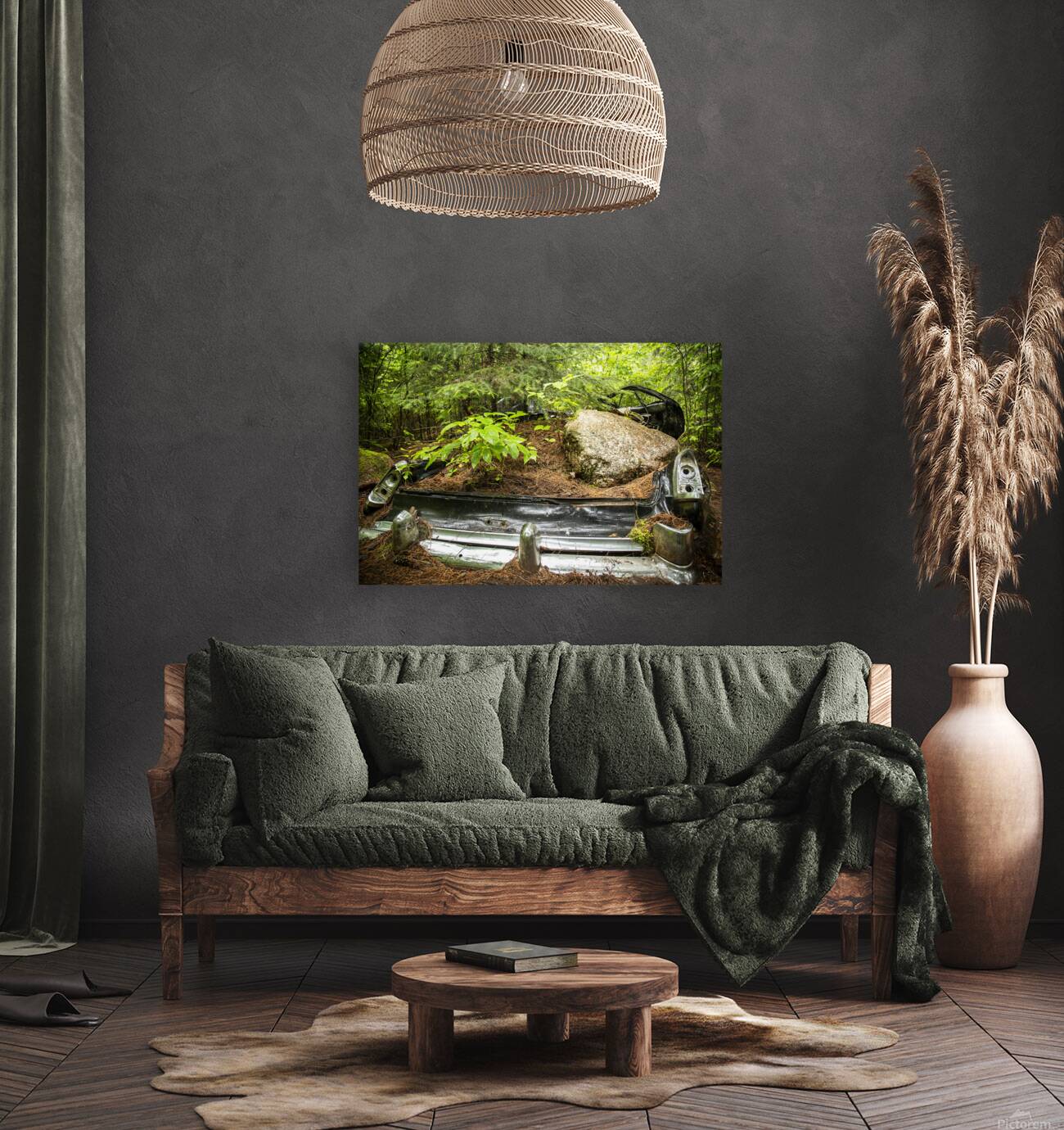 Car with Boulder in Nature Reproduction