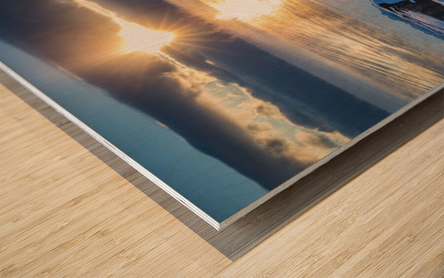 Winter Sunrise Over Lake Superior Wood print