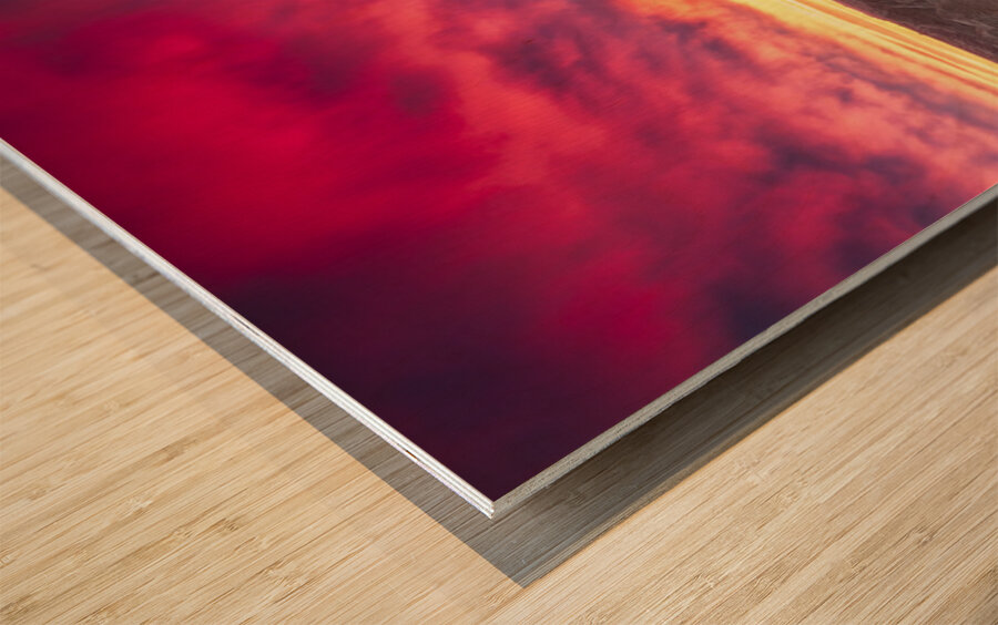 Sunrise Over The Badlands Wood print