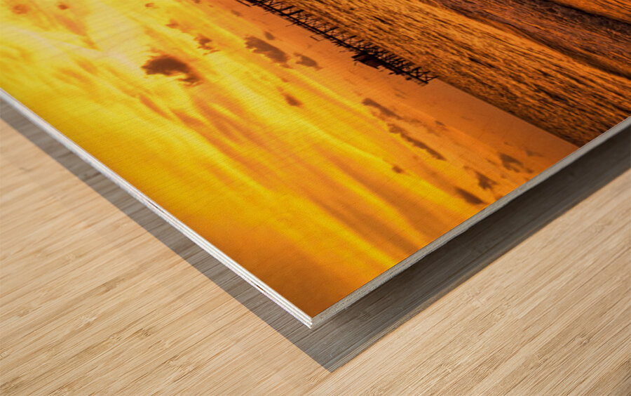 Inferno at Sunset Wood print