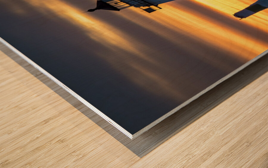 Grand Marais Lighthouse Over Ice Wood print