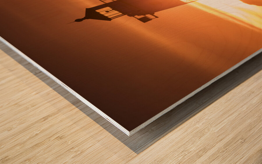 Grand Marais Minnesota Lighthouse Sunset Wood print