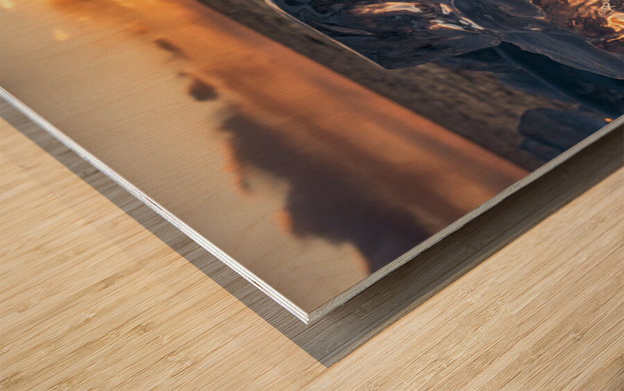 Icy Sunset Wood print