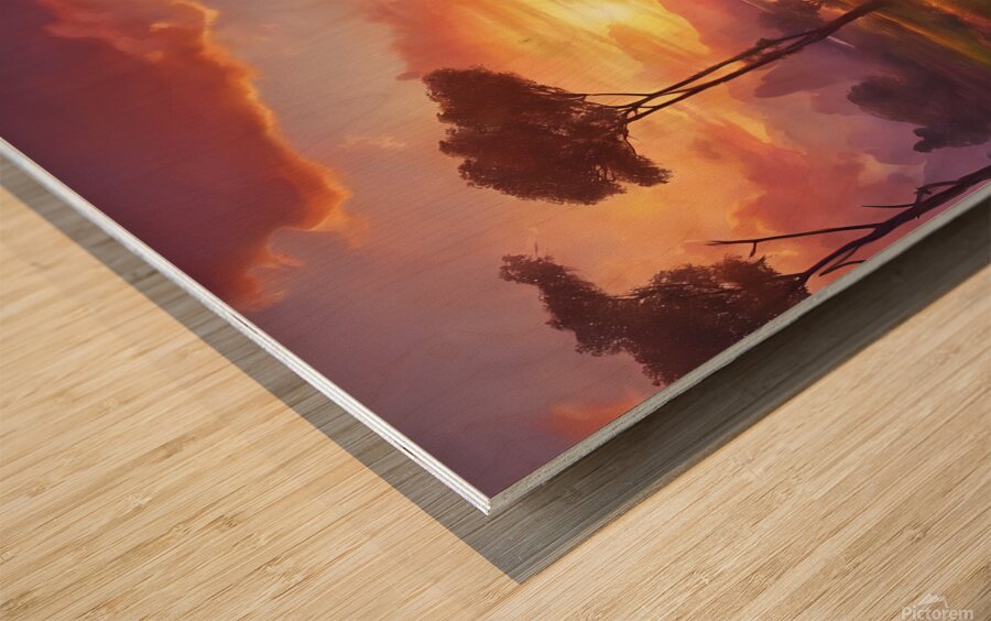 0 A natural picture at sunset with charming color Wood print