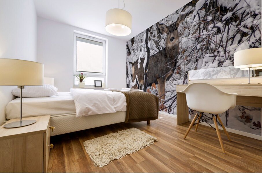 Winter Deer in Snow - Wasatch Benches - Salt Lake Mural print