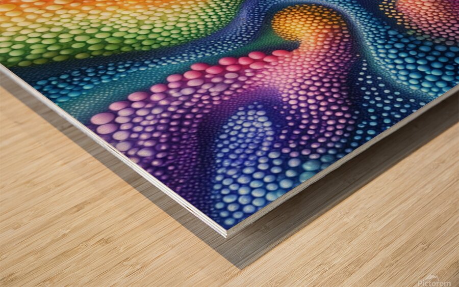 Rainbow Flow – Abstract 3D Bubble Art Print Wood print