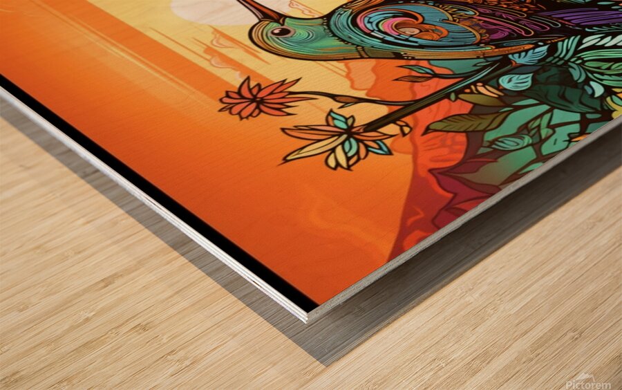 The Colorful Dream Bird Wood print