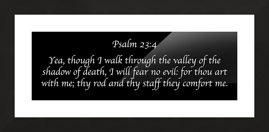 Psalm 23:4 Panoramic Black Picture Frame Printing