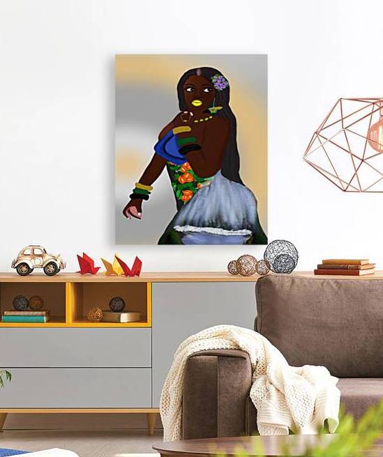 Jamaican Queen Artwork Wall Portrait Canvas - Vibrant artwork representing Jamaican culture by Stacey Fowler Creations