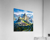 a vibrant and hyper-realistic painting of Machu Picchu Acrylic Print