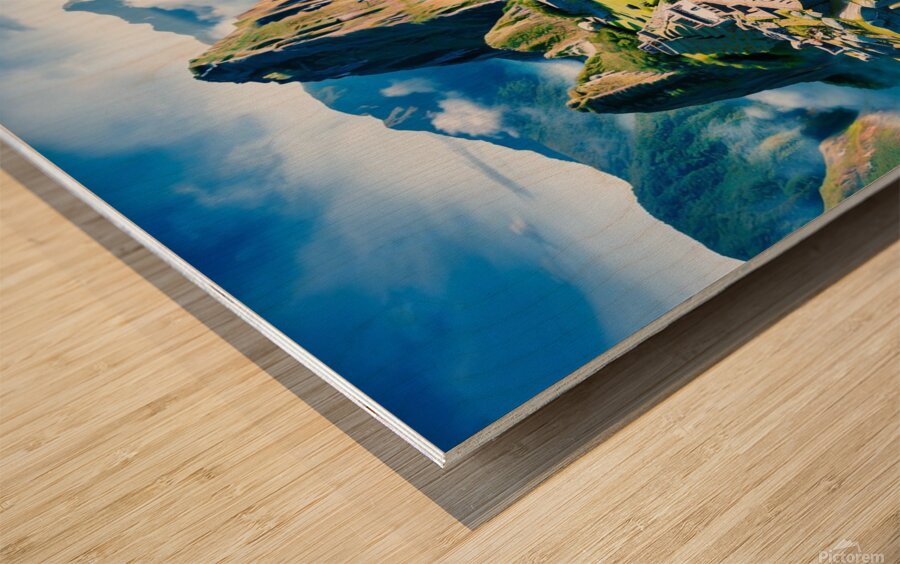 a vibrant and hyper-realistic painting of Machu Picchu Wood print