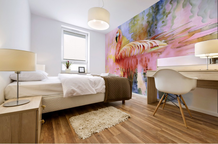 Pastel Pink Flamingo  Mural print