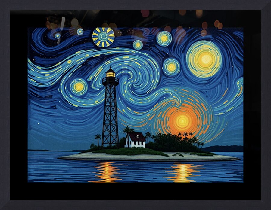 Sanibel Lighthouse Starry Night Oct 29 2025 at 2 22 14 PM Picture Frame print
