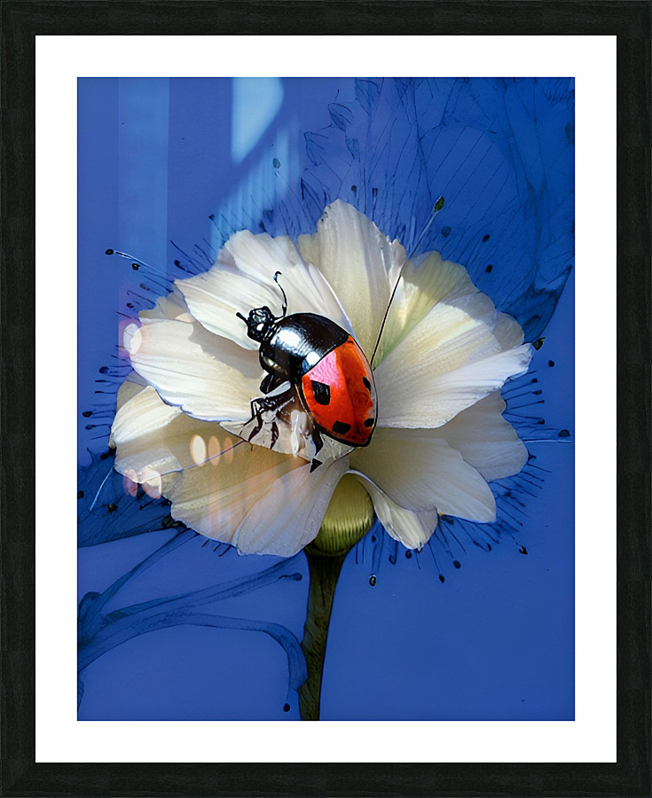 Ladybug Flower Picture Frame print