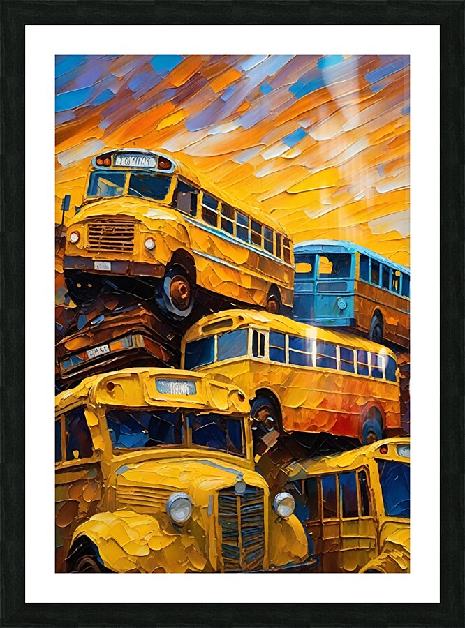School Bus Cemetery  Picture Frame print