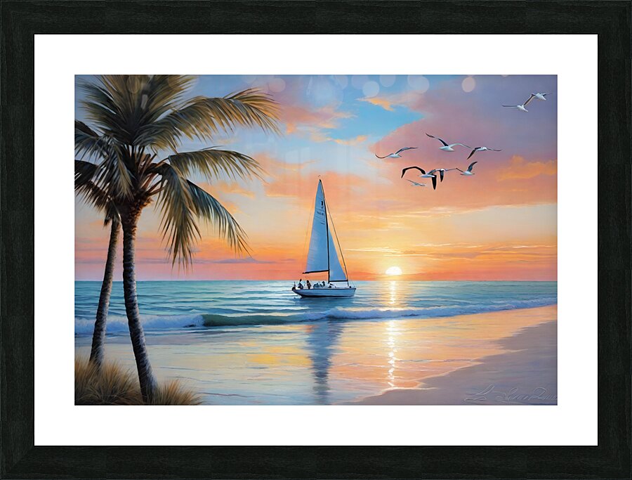 Sailboat At Sunset Picture Frame print
