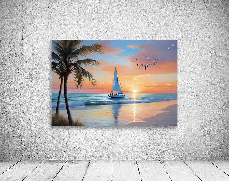 Sailboat At Sunset Wall Preview