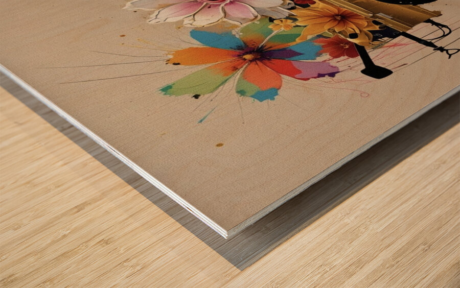 The Golden Flower Wagon2024 09 22 09 40 52 Wood print