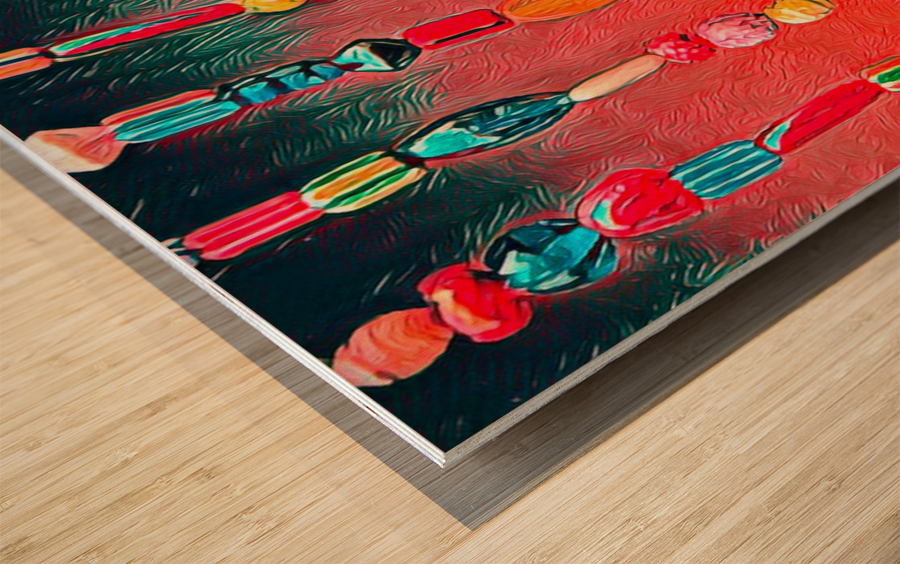 Hanging Beads Abstract Wood print
