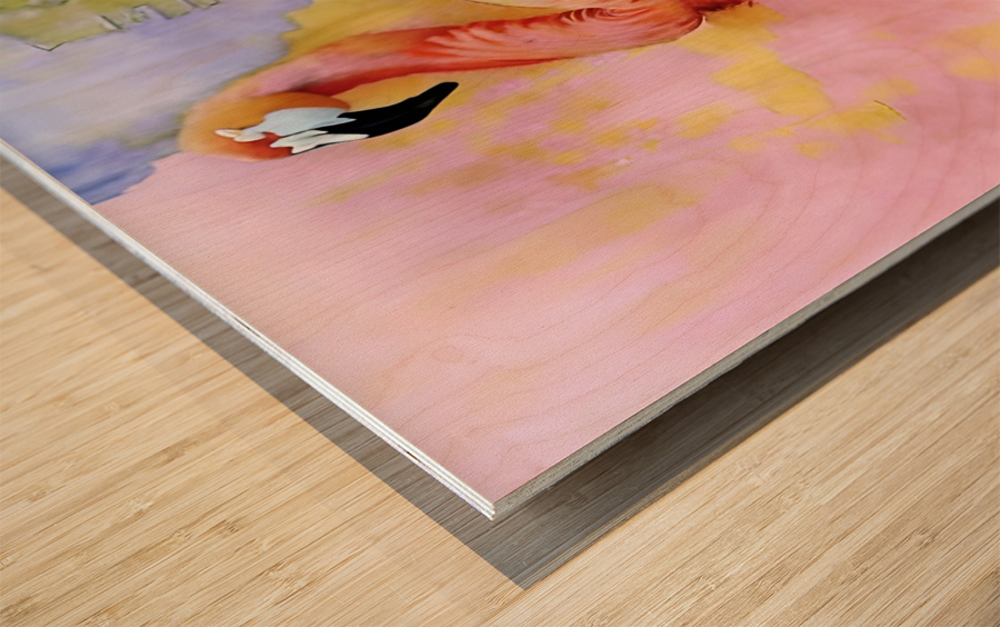 Pastel Pink Flamingo  Wood print