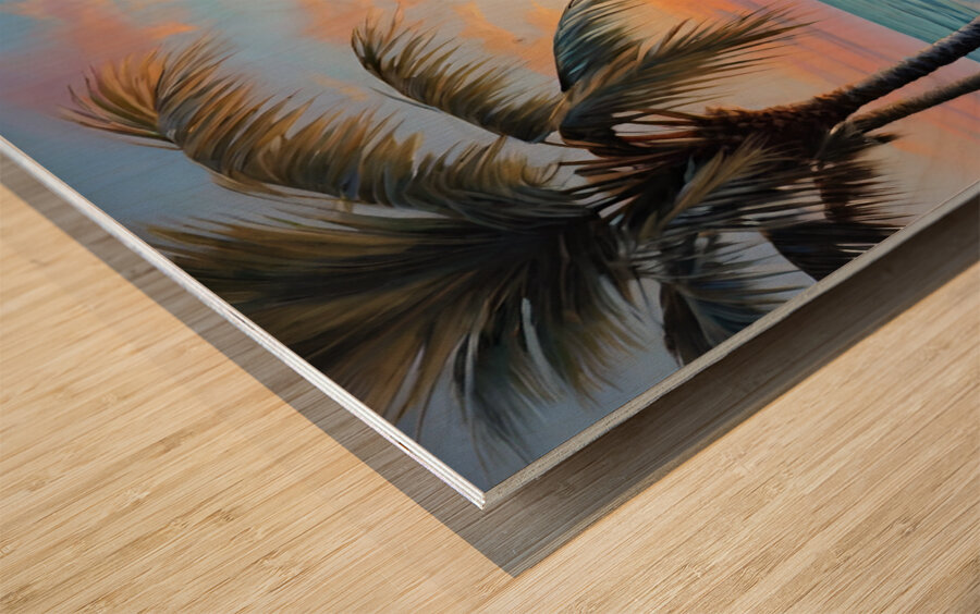 Sailboat At Sunset Wood print