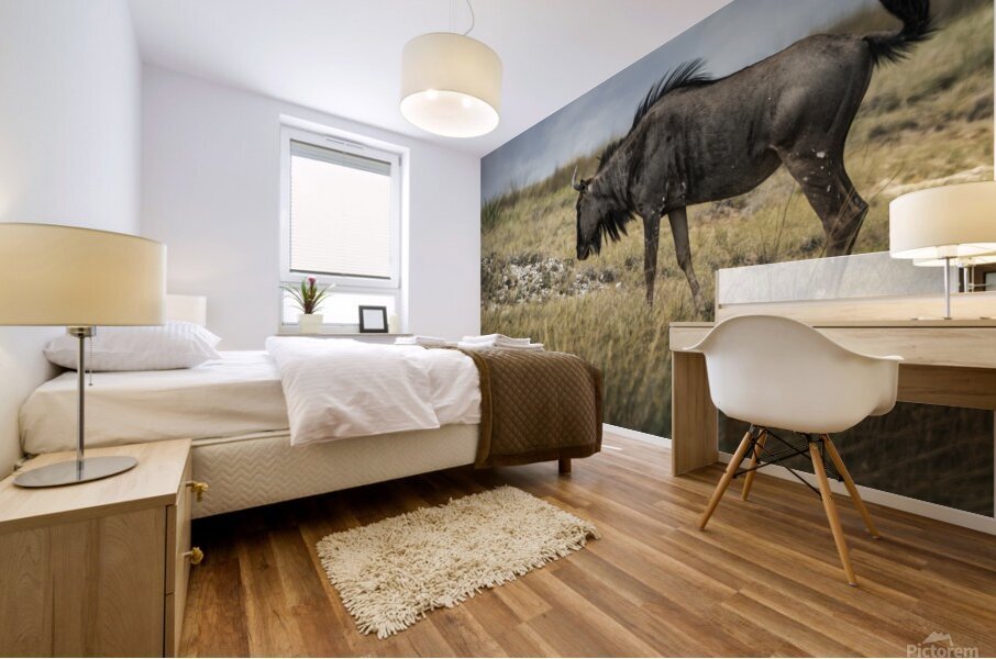 Serenity with Wildebeest Mural print
