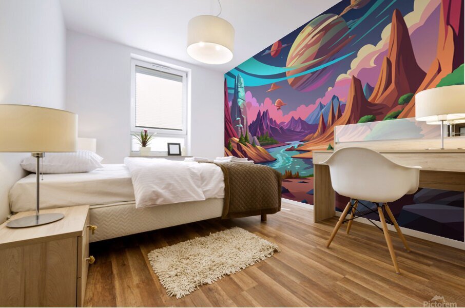 Alien Landscape: Celestial Exploration Mural print