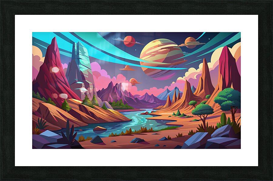 Alien Landscape: Celestial Exploration Picture Frame print