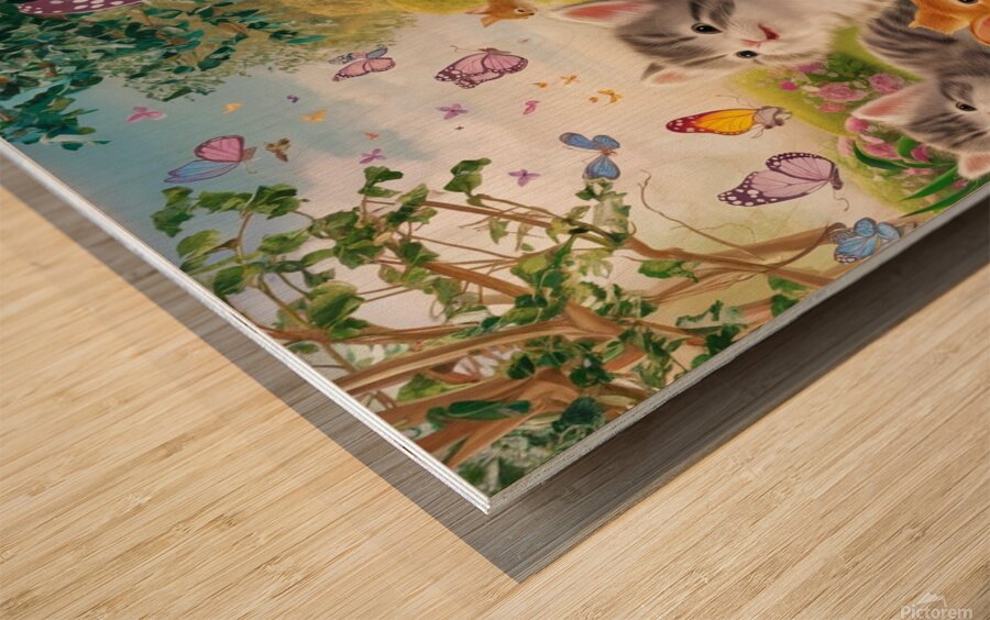 a breathtaking 3d illustration of a serene garden Wood print