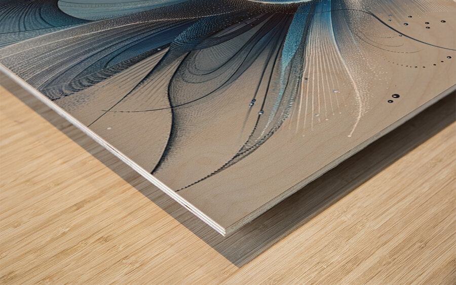 Blue Dendrils Wood print