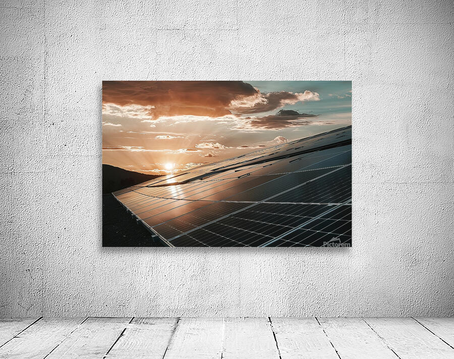 view of a solar photovoltaic cell panels under su Wall Preview