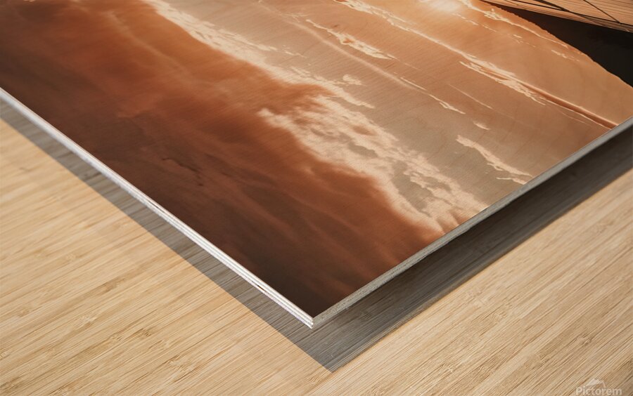 view of a solar photovoltaic cell panels under su Wood print