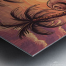 For a stunning sunset it shows a figure lying in a hammock between two coconut trees. Metal print