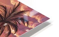 For a stunning sunset it shows a figure lying in a hammock between two coconut trees. HD Metal print