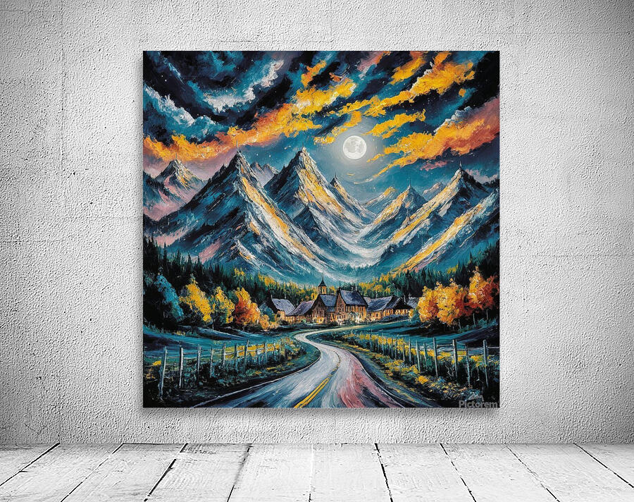 Mountains on a moonlit night Wall Preview