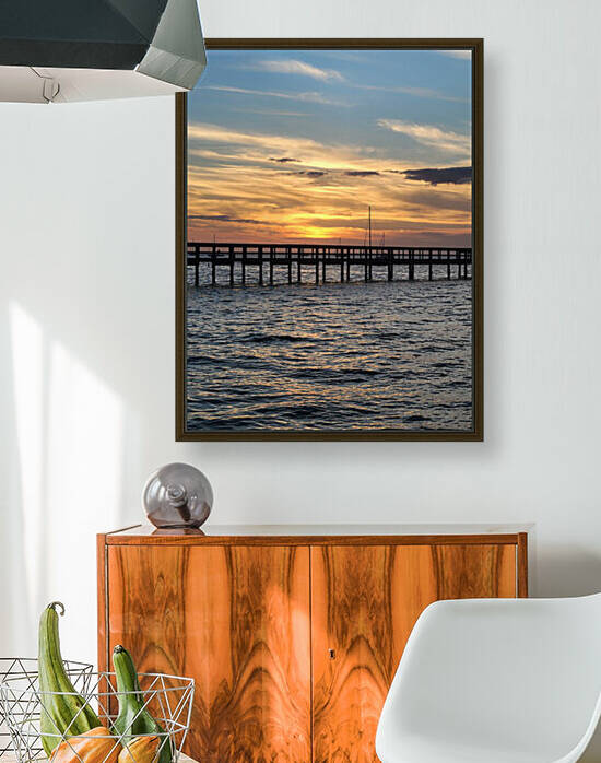 Sunset Behind Pier Reproduction