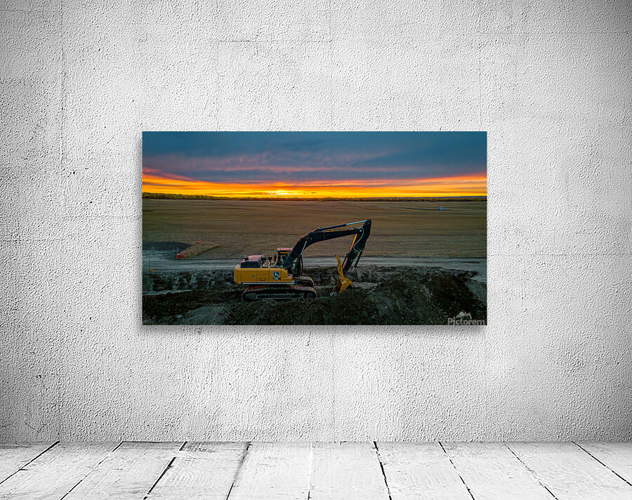 Excavator with sunset Wall Preview