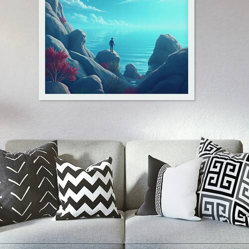 Man Ocean Rocks Digital Art by Art Visions