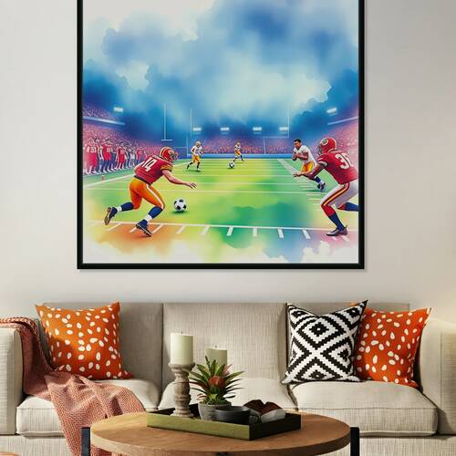 Football Players Watercolor Stadium by Art Visions