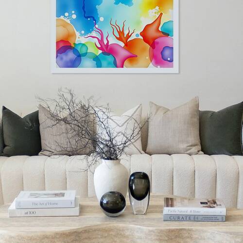 Vibrant Coral Ink Underwater Scene by Art Visions