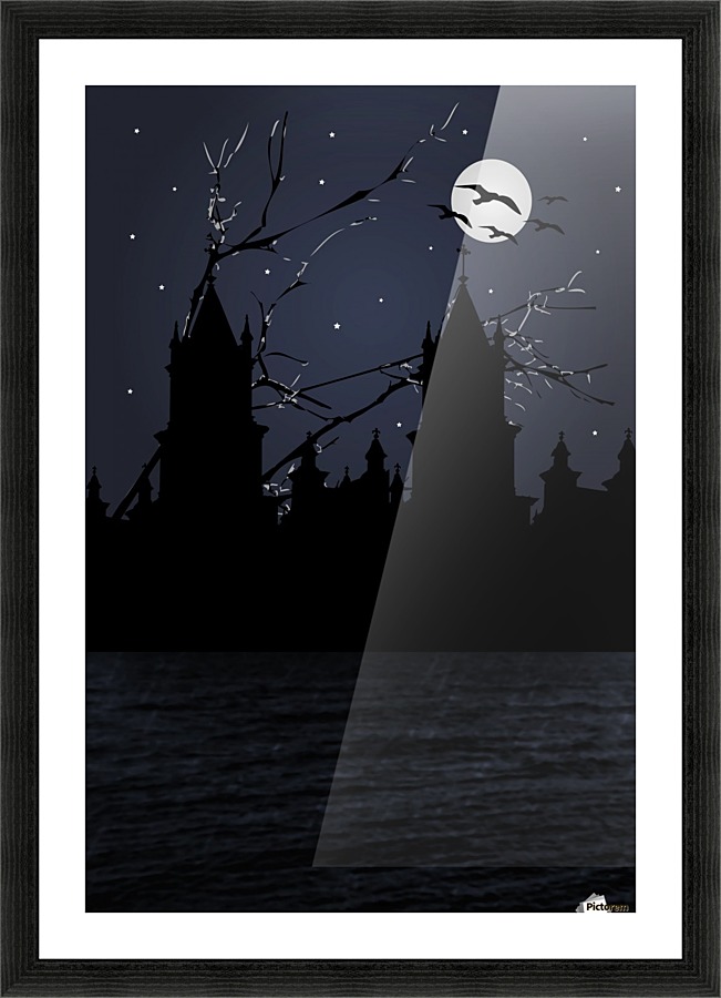 Dark Scene Illustration Picture Frame print
