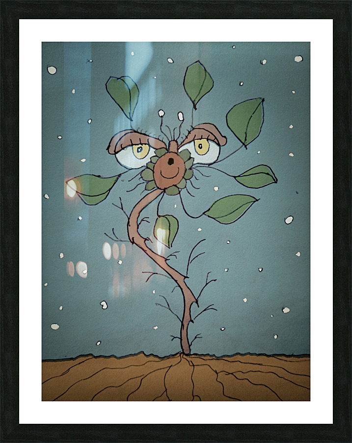 Fantasy flower landscape drawing Picture Frame print