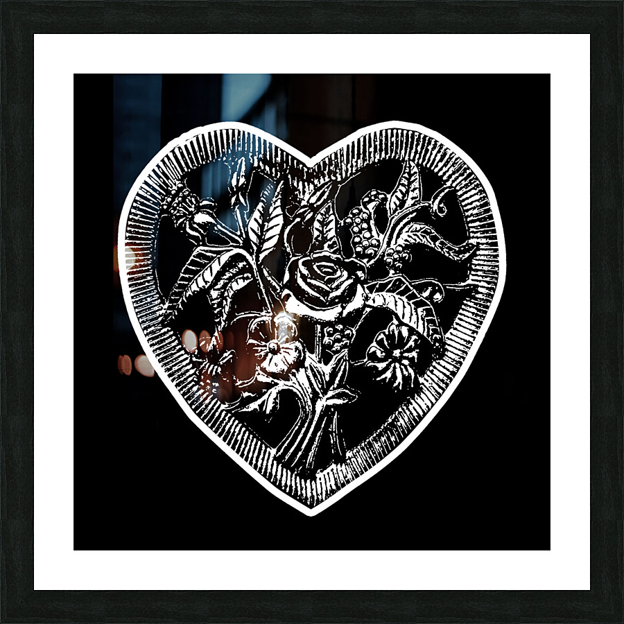 Heart shape ornament stencil graphic Picture Frame print