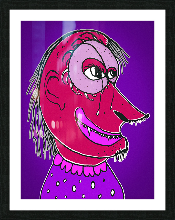 Creepy monster clown drawing Picture Frame print
