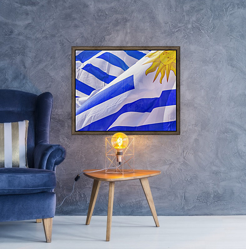 Uruguay Flags Waving Reproduction
