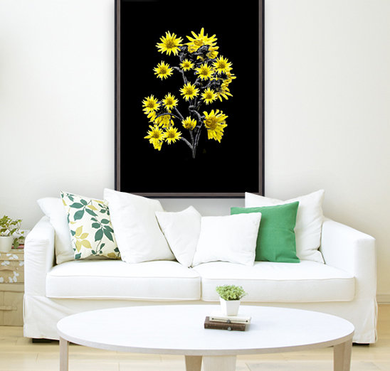 Sunflowers over Black Reproduction