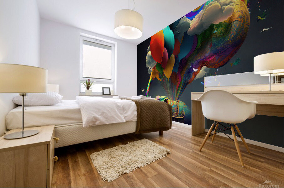 Rainbow Elephant Mural print