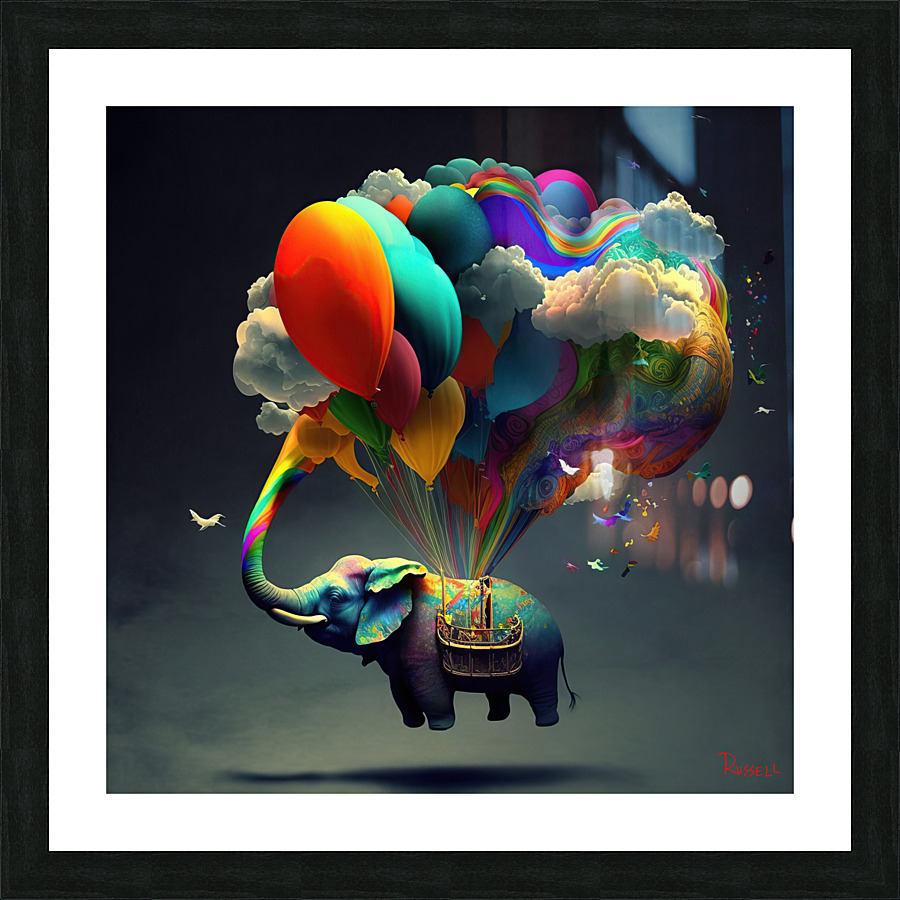 Rainbow Elephant Picture Frame print