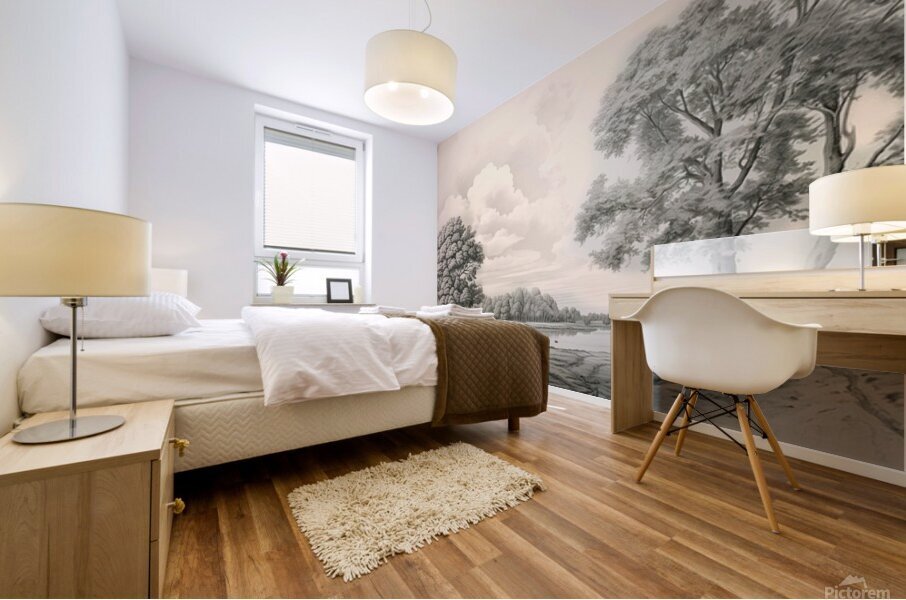  Black & White Trees Drawing Mural print