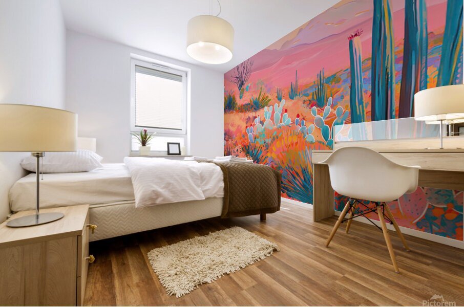 Vibrant Desert Cactus Mural print